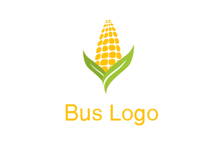 corn on the cob with leaves agriculture logo
