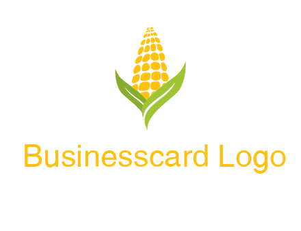 corn on the cob with leaves agriculture logo