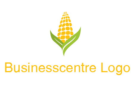 corn on the cob with leaves agriculture logo
