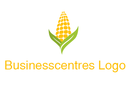 corn on the cob with leaves agriculture logo