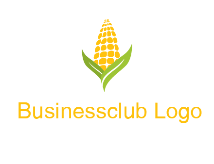 corn on the cob with leaves agriculture logo