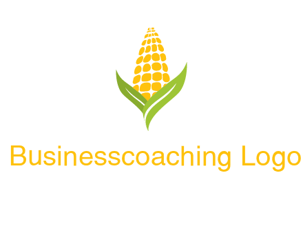 corn on the cob with leaves agriculture logo