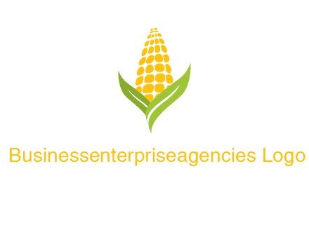 corn on the cob with leaves agriculture logo
