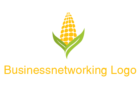 corn on the cob with leaves agriculture logo