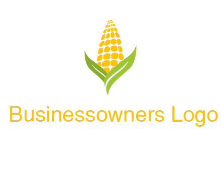 corn on the cob with leaves agriculture logo