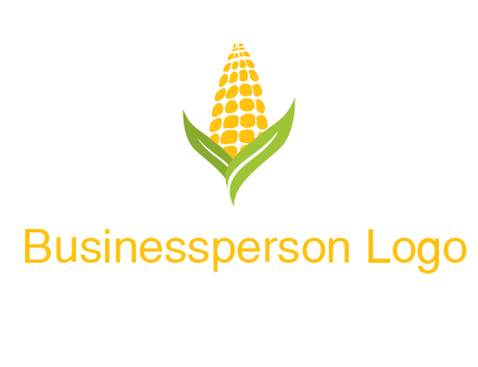 corn on the cob with leaves agriculture logo