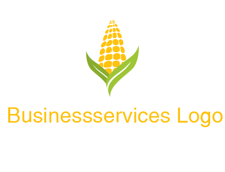 corn on the cob with leaves agriculture logo