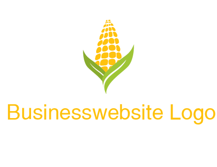 corn on the cob with leaves agriculture logo