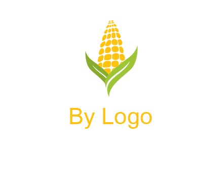 corn on the cob with leaves agriculture logo