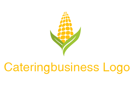 corn on the cob with leaves agriculture logo