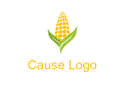 corn on the cob with leaves agriculture logo