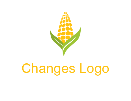 corn on the cob with leaves agriculture logo