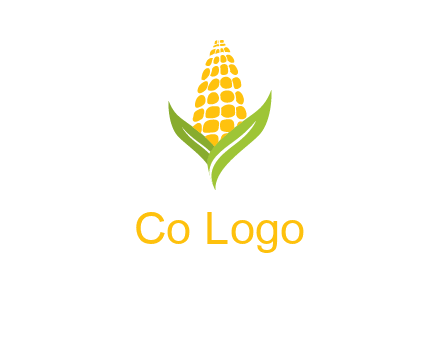 corn on the cob with leaves agriculture logo