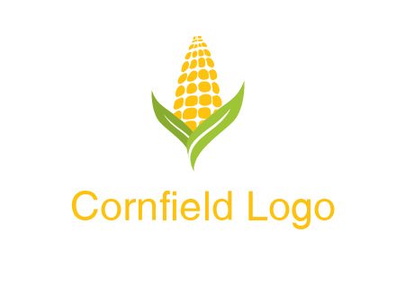 corn on the cob with leaves agriculture logo