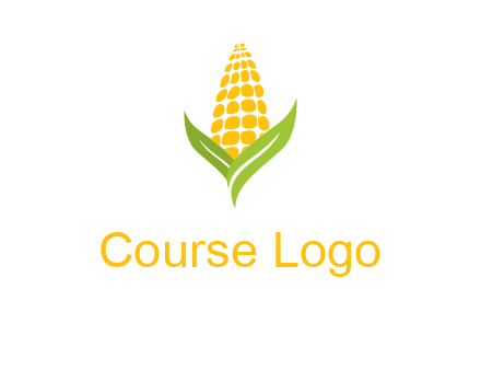 corn on the cob with leaves agriculture logo