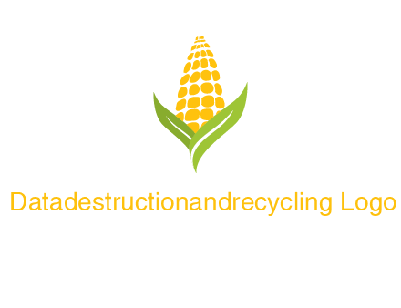 corn on the cob with leaves agriculture logo