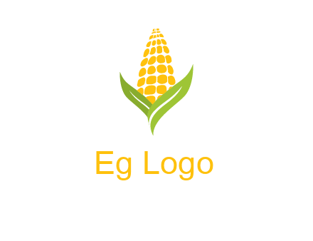 corn on the cob with leaves agriculture logo