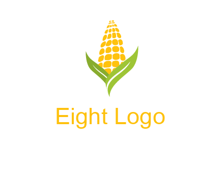 corn on the cob with leaves agriculture logo
