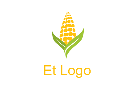 corn on the cob with leaves agriculture logo