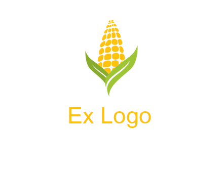 corn on the cob with leaves agriculture logo