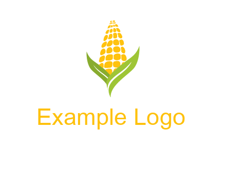 corn on the cob with leaves agriculture logo
