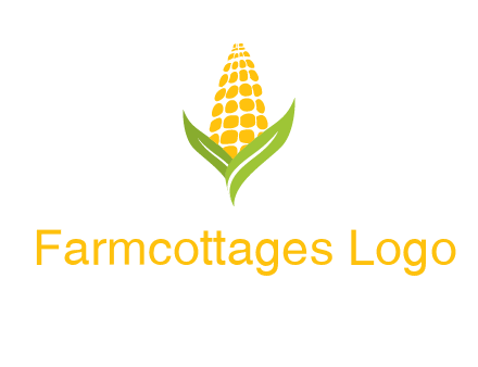 corn on the cob with leaves agriculture logo