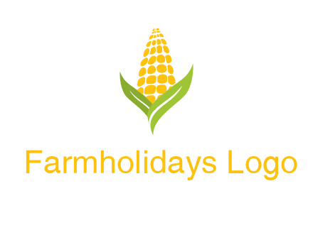 corn on the cob with leaves agriculture logo