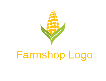 corn on the cob with leaves agriculture logo
