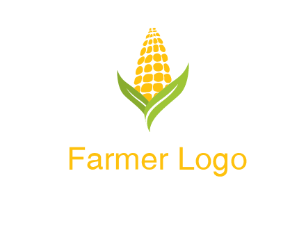 corn on the cob with leaves agriculture logo