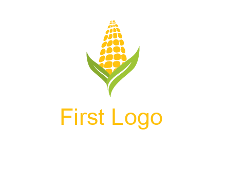 corn on the cob with leaves agriculture logo