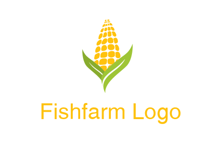 corn on the cob with leaves agriculture logo