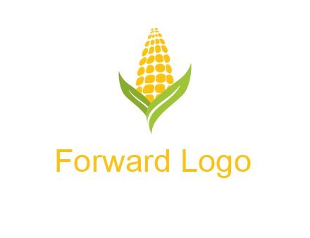 corn on the cob with leaves agriculture logo