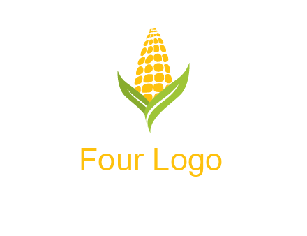 corn on the cob with leaves agriculture logo