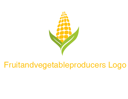 corn on the cob with leaves agriculture logo