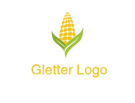 corn on the cob with leaves agriculture logo