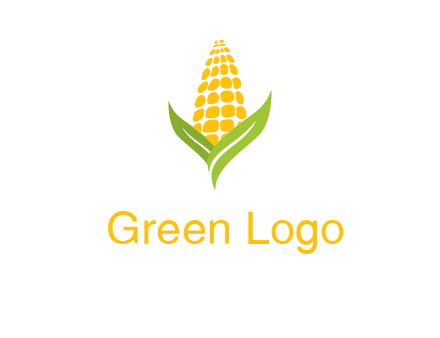 corn on the cob with leaves agriculture logo
