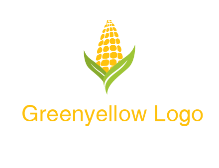corn on the cob with leaves agriculture logo