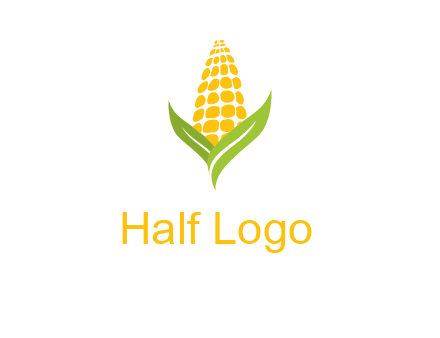 corn on the cob with leaves agriculture logo