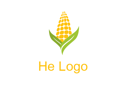 corn on the cob with leaves agriculture logo