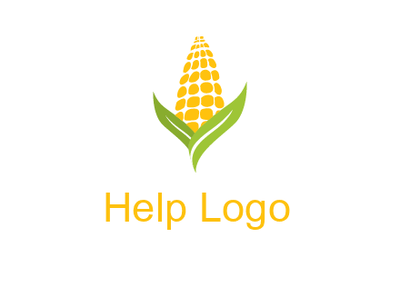 corn on the cob with leaves agriculture logo