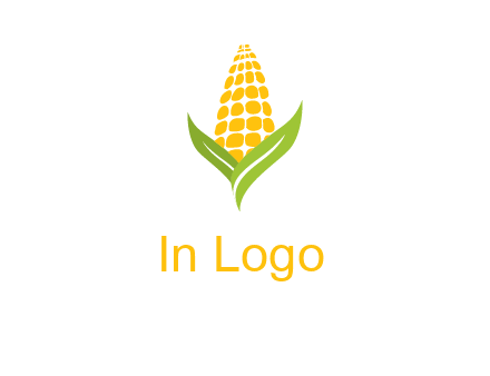 corn on the cob with leaves agriculture logo