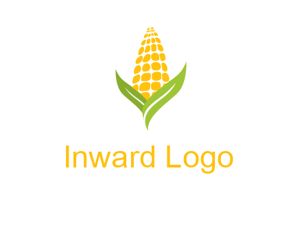 corn on the cob with leaves agriculture logo