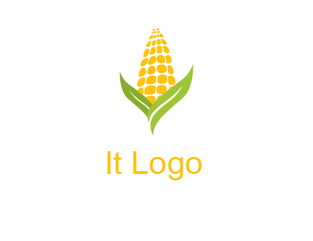 corn on the cob with leaves agriculture logo