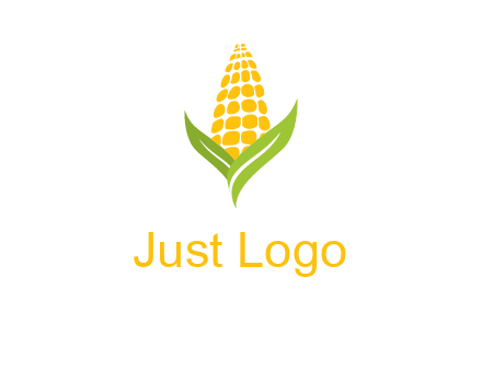 corn on the cob with leaves agriculture logo