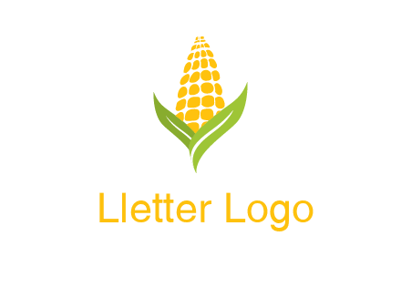 corn on the cob with leaves agriculture logo