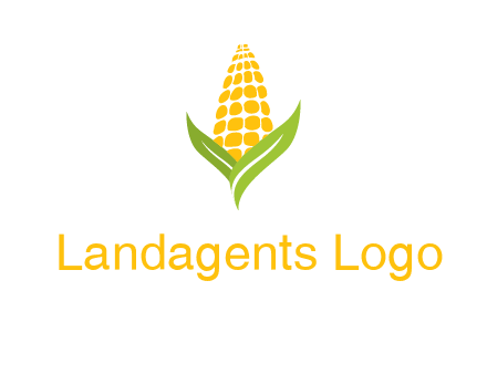 corn on the cob with leaves agriculture logo