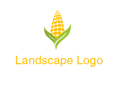 corn on the cob with leaves agriculture logo