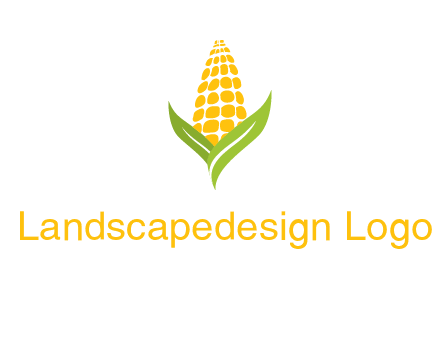 corn on the cob with leaves agriculture logo