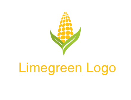 corn on the cob with leaves agriculture logo