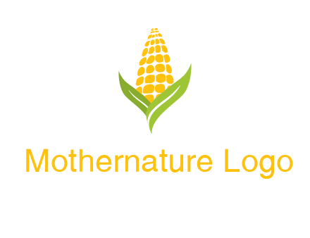 corn on the cob with leaves agriculture logo